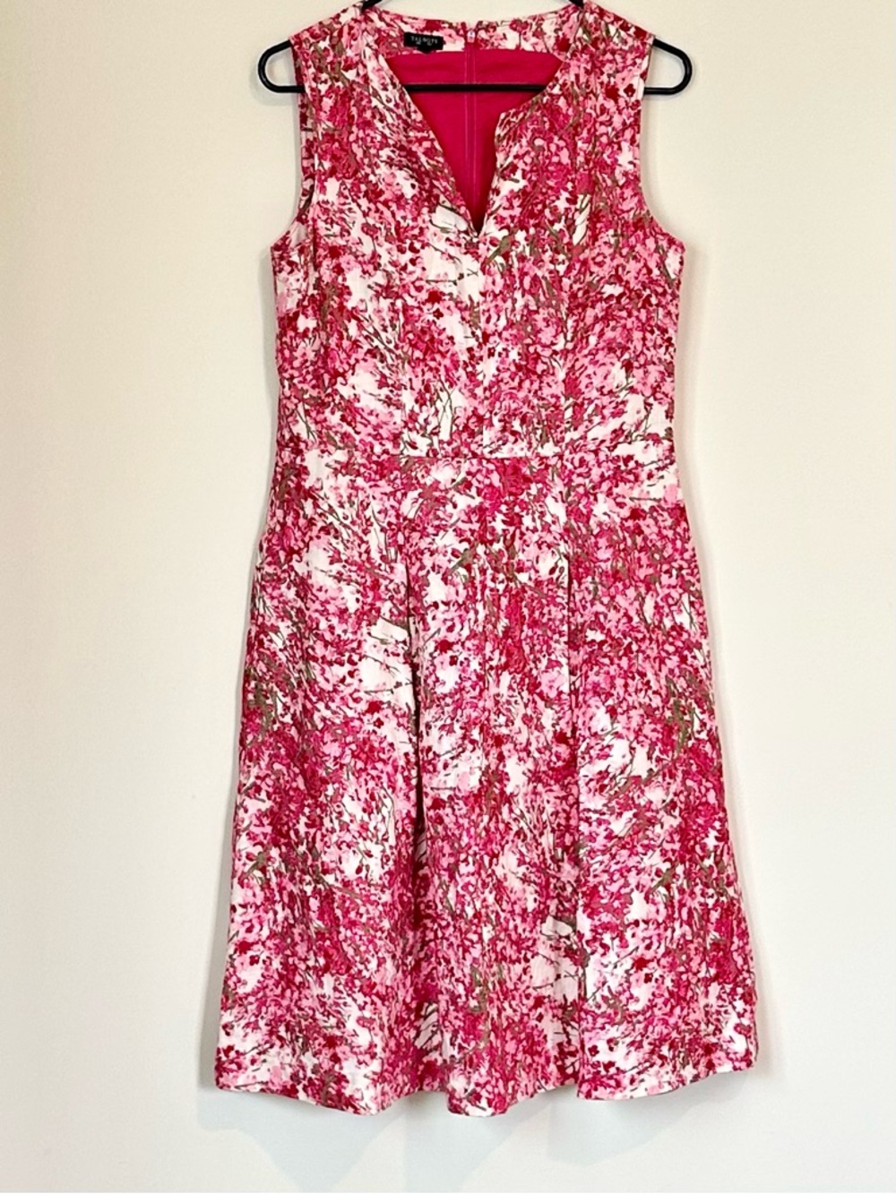 Talbots Pink and White Floral Midi Dress - Size: 6